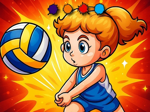 Glam Beach Volleyball Coloring