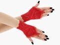 Red Bride Costume Womens Halloween Outfit Elegant Lace Gloves Bridal Fingerless Gloves Bride Short Hand Covers Arm Wrist Cuffs Romantic