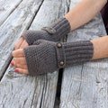 Knit Beige Gloves Woman Mittens Fingerless Wrist Warmers Wool Gift for Her Eco Woodland Hand Warmers Crochet Gloves