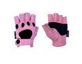 Designer Premium Leather Driving Motorcycle Gloves - Fingerless Finger Cut PINK