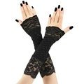 Womens black gloves, black gothic fingerless gloves, sleeves evening elastic gloves, warmers goth womens costume, elbow length gloves