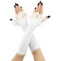 White long gloves, bridal wedding fingerless sleeves, womens arm warmers over elbow opera gloves wedding formal elegant handmade gift