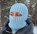 Dusty blue Balaclava, Teen winter hat full face ski mask.