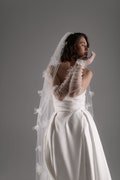 Romantic Bohemian Wedding Gloves with 3D Flowers, Crystals, Elegant Bridal Accessories, Soft Fabric Wedding Gloves