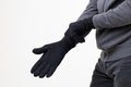 Black gloves for men - 100% wool