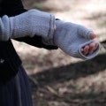 Timeless and Elegant Hand Knitted Wool Cashmere Blend Hand Warmers - Fingerless Gloves - Pale Grey  - FREE GIFT