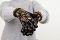 Wool gloves with handmade embroidery - Embroidered gloves - Warm knitted gloves - 100% wool