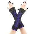 Gothic womens gloves black blue romantic fingerless elbow length sleeves vampire costume warmers formal evening goth lacing corset gloves