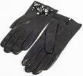 Prada Black Leather Rhinestone Women's Gloves Size 7 NEVER WORN!