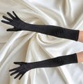 Black Premium Quality 23" Extra Long Color Silky Satin Opera Length Wedding Rave disco 70s Hen do Dance Drag Evening Party Halloween Costume