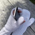 Hand knitted mittens for mobile phone use, handmade alpaca wool fingerless gloves for women