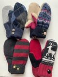 Small Mittens Warm Wool Cotton Handmade Gloves from Recycled Sweater Cold Weather Gift for All Upcycled Fabric Kids Teen Friend Birthday