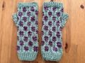 Handknit fingerless gloves, wool gloves, stranded knitting, blue fingerless gloves