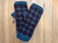 Fingerless gloves, blue gloves, red gloves, stranded knitting, hand knit gloves, wool gloves