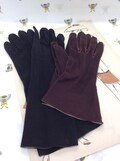 2 Pairs Of Vintage Suede Gloves ,Black and burgundy