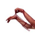 Burgundy long tulle gloves, Mesh tulle gloves, fasho accessories gloves