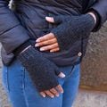 Baby Alpaca Fingerless Gloves Wrist High, Black Womens Casual Gloves