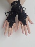 Gothic black, lace wedding gloves, costume gloves,halloween gloves,