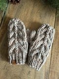 Mittens Merino Knit Cable Women Whole Grain