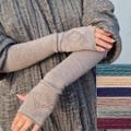 Merino wrist warmers women, fingerless arm gloves, merino wool knitted long arm warmers for her