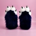 Navy blue cat paws wolf gloves, Realistic faux fur fluffy fursuit paws, Cute kitty cosplay fursuit paws gloves handpaws, Fur paws with claws