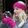 Sparkly Wool Crochet Headband and Wrist Warmers with Cosy Fleece Lining - Fair Trade - Wool Headband - Ear Muff - Gloves - Hand Warmers