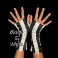 Gloves Fingerless Glove Mittens Black and White Stripe Gloves for Typing