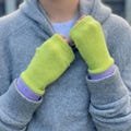 Short Fingerless Gloves, Pop of Colour! 100% Cashmere - Womens S/M