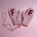 Hand-stitched initial mittens gloves for children
