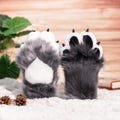 Dark Gery 4 White Finger Furry Paw with Black Pads and Black Claws | Realistic Animal Paws for Halloween | puppy cat wolf cosplay hand paws