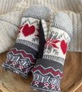 Sweater Heart Mittens- Fair Isle-Upcycled Fashion-Teen-Women