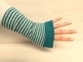 Cashmere wrist warmer-Turquoise stripes. Upcycled.