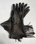 Black Deerskin leather gauntlet gloves with fringe  - made in the USA