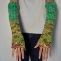 Autumn Gloves chunky rainbow fingerless mittens handmade long sleeves
