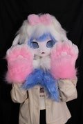 Pink fursuit paws,Furry soft bulging claws,Can make squeaking sounds,Nail color can be chosen,Gift for kids,Halloween party props