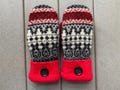 Upcycled Medium Women?s Sweater Mittens - Wool Mittens made from recycled sweaters - Gift for her - red - black - sweater mittens - Mitts