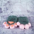 Furry Paws with Grey Fur & Pink finger orange pad 4-finger gloves Animal Cosplay Halloween Christmas Themed-Party Petplay Costume Accessory