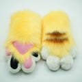 Furry Paws with Cream Fur and Pink&Black pad Brown Stripes | Furry Fursuit Gloves Costume Accessories for Cosplay and Themed Events
