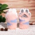 White 4 Finger Pink&Blue Furry Paw with Grey Pads and Pink Claws | Realistic Furry Animal Paws for Halloween | dog cat wolf cosplay hand paw