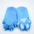 Furry Paws with Blue Fur White Pad White Claws | Fluffy Fursuit Partial Costume | Costume Gloves for Cosplay and Themed Events