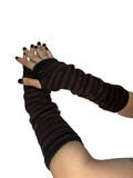 Alt Brown & Black Striped Fingerless Sleeves