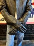 Vintage Black Leather Gauntlet Motorcycle Gloves | 13" Total Length