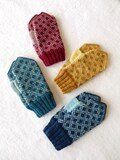Hand-knitted Checker Toddler Winter Mittens, Wool Mittens