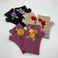 Boiled wool mittens, romantic roses pattern