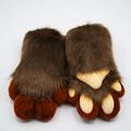 Furry Paws with Brown Fur&Finger and Cream pad | Party Fursuit Partial Costume | Furry Costume Gloves for Cosplay and Themed Events