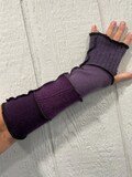 Midnight mountain purple CASHMERE fingerless gloves, cashmere arm warmers, 15 inch, boho arm warmers, patchwork, mitts, gloves, warm,