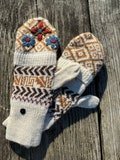 Alpaca Fingerless Mitten Gloves | Convertible Alpaca Mittens with Hand Embroidery