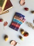 Fingerless Stripy Ribbed Mitts to fit hand circumference 6? (15 cm). Ready to ship.