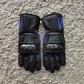 Customisable Motorbike Gloves - Genuine Leather Blue and black Motorbike Gloves for Men and Women - Get you own logos / names on Gloves