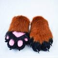 Furry Paws with Brown Fur Pink pad Black Finger&Claws | Fluffy Fursuit Partial Costume Accessories Furry Gloves for Cosplay and Themed Event